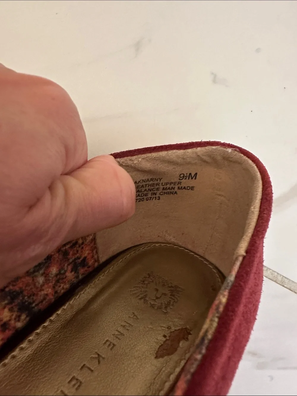 Anne Klein Burgundy Suede Chain-Trim Flats
